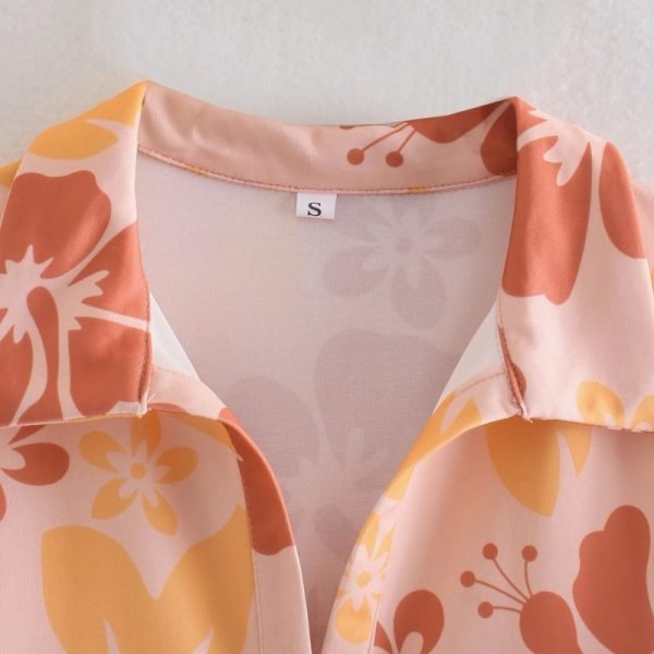 Summer Women Floral Printing Deep V Neck Mini Dress Female Short Sleeve Clothes Casual Lady Slim Vestido D7875