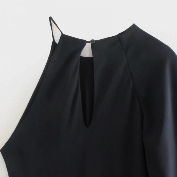 Hot Sale Women Asymmetry Black Midi Dress Female Flare Sleeve Clothes Casual Lady Loose Vestido D8370