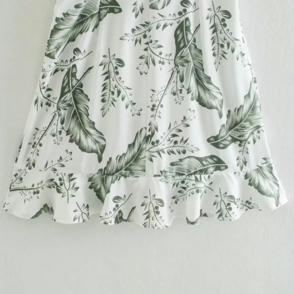 Summer Women Digital Printing Ruffled Hem Suspender Mini Dress Female Sleeveless Clothes Casual Lady Slim Vestido D7861