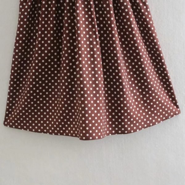 New Women Polka Dot Print Back Lace Up Bow Suspender Mini Dress Female Clothes Leisure Lady Loose Vestido D8069