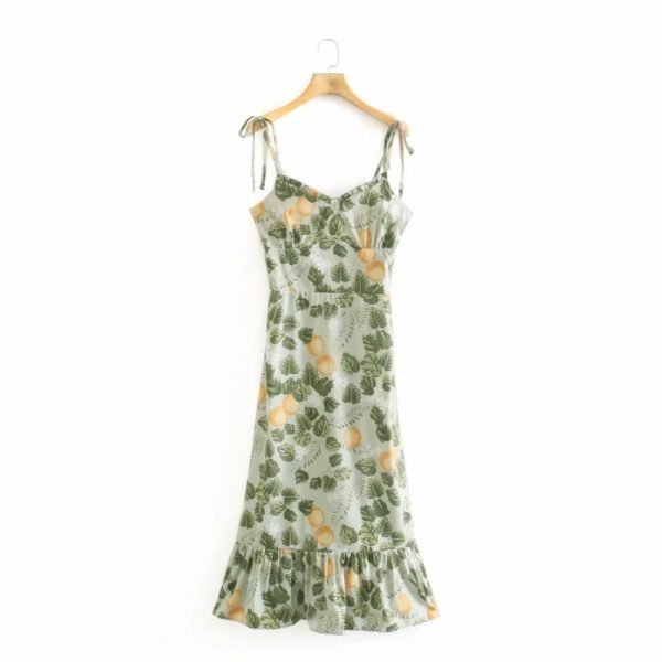 Summer Women Digital Printing Suspender Midi Dress Female Sleeveless Clothes Casual Lady Slim Vestido D7860