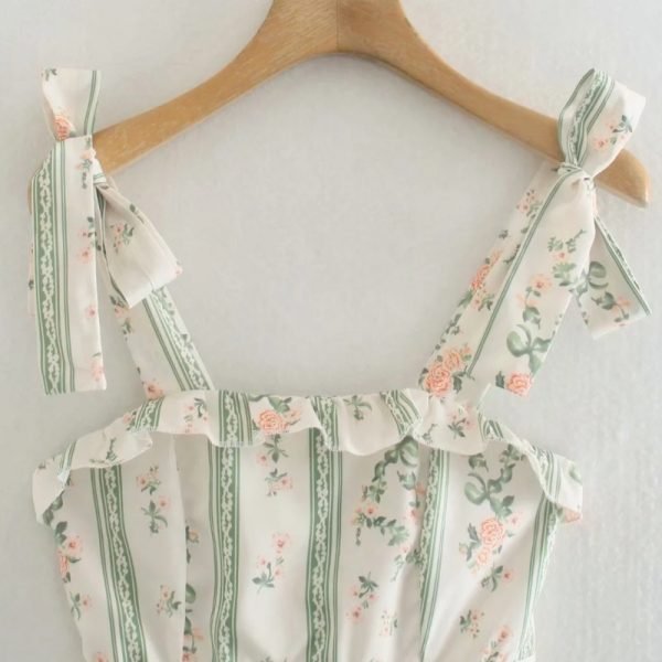 Summer Women Digital Print Lace Up Bow Suspender Mini Dress Female Clothes Leisure Lady Loose Vestido D8063