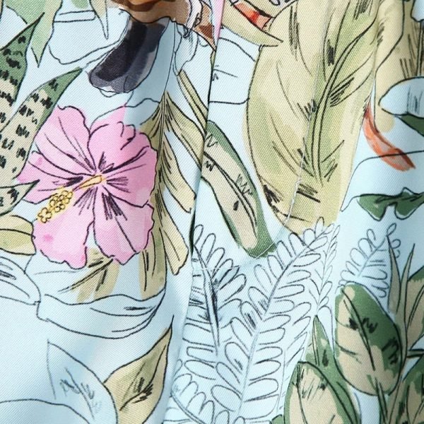 Summer Women Floral Bird Print Elastic Waist Shorts Casual Female Loose Clothes P2095