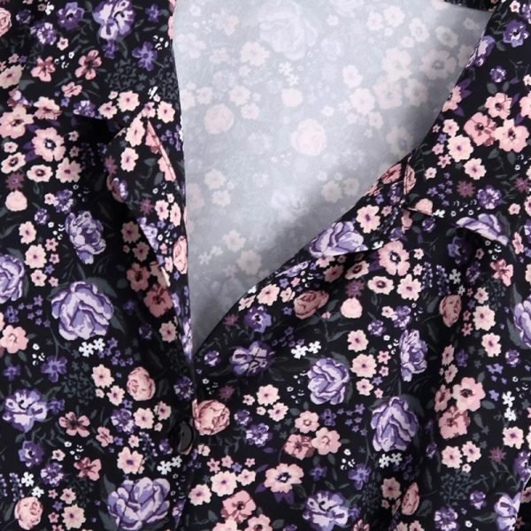 Hot Sale Women Vintage Flower Print Sashes Mini Shirt Dress Female Long Sleeve Clothes Casual Lady Loose Vestido D8385