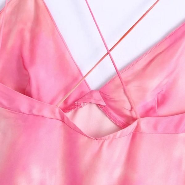 Summer Women Tie Dye Printing V Neck Suspender Mini Dress Female Sleeveless Clothes Casual Lady Loose Vestido D7882