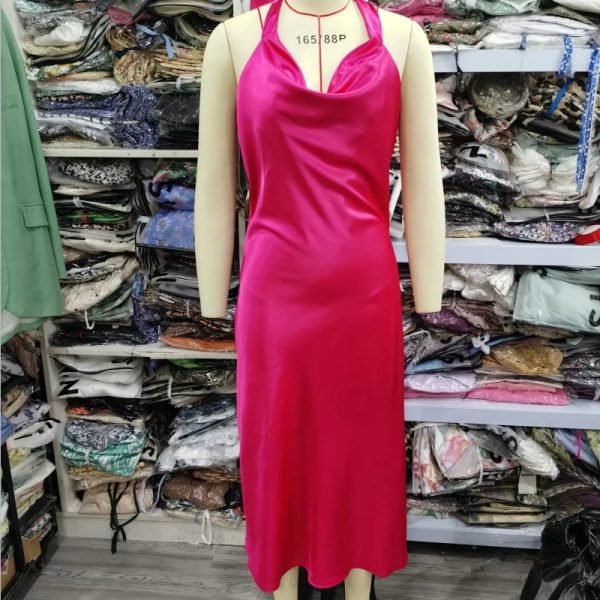 Hot Sale Women Swinging Collar Satin Suspender Midi Dress Female Sleeveless Clothes Casual Lady Loose Vestido D8162