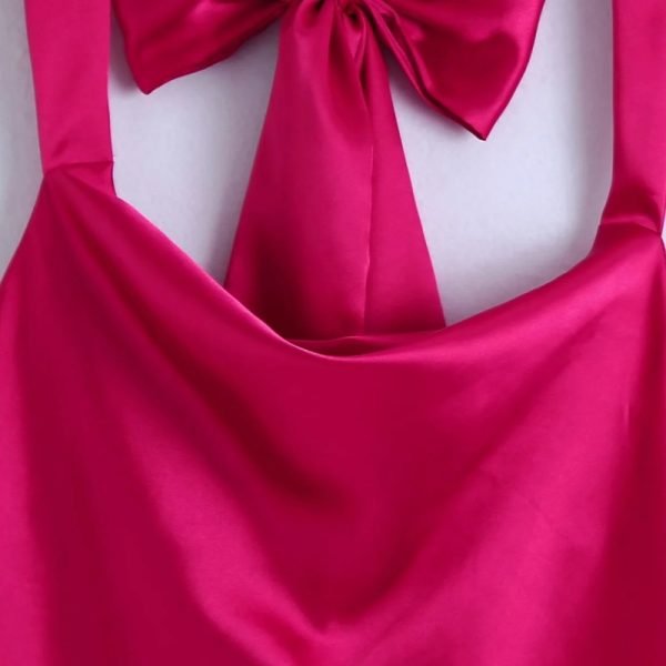 Summer Women Swinging Collar Satin Suspender Mini Dress Female Backless Clothes Leisure Lady Loose Vestido D8056