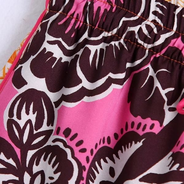 Hot Sale Women Vintage Patchwork Printing Shorts Casual Female Elastic Waist Drawstring Loose Clothes P2203