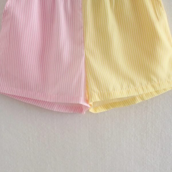 Summer Women Contrast Color Patchwork Casual Striped Shorts Female Loose Clothes P2133