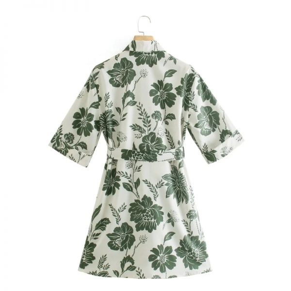 Hot Sale Women Flower Print Single Breasted Mini Shirt Dress Female Short Sleeve Clothes Casual Lady Loose Vestido D8321