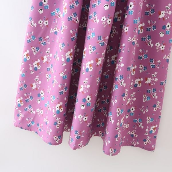 Summer Women Floral Print Purple Suspender Midi Dress Female Sleeveless Clothes Leisure Lady Slim Vestido D7932