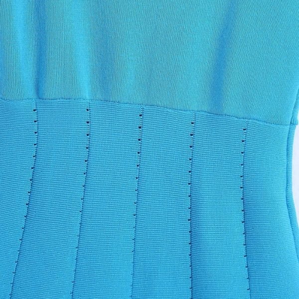 Summer Women Blue Knitted Slim Mini Vest Dress Female Sleeveless Clothes Leisure Lady Vestido D7920