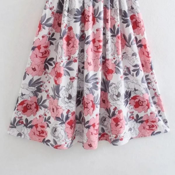 Summer Women Flower Printing Sexy Backless Midi Dress Female Short Sleeve Clothes Leisure Lady Loose Vestido D7901
