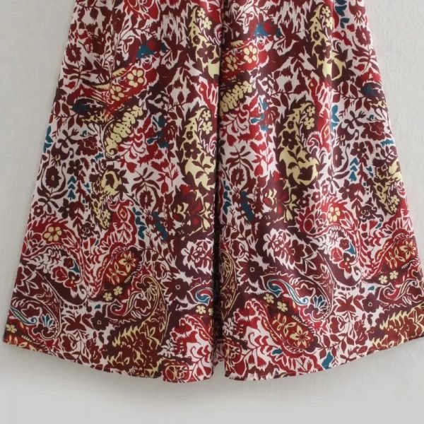 New Women Vintage Paisley Printing V Neck Suspender Dress Female Sleeveless Clothes Leisure Lady Loose Vestido D8070