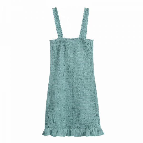 Summer Women Green Jacquard Elastic Slim Suspender Mini Dress Female Sleeveless Clothes Casual Lady Vestido D7675