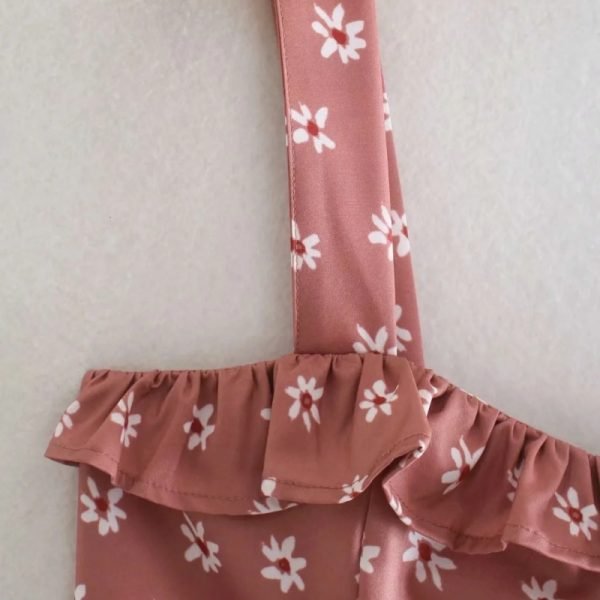 Hot Sale Women Floral Print Ruffle Decoration Suspender Midi Split Dress Female Clothes Casual Lady Slim Vestido D8175