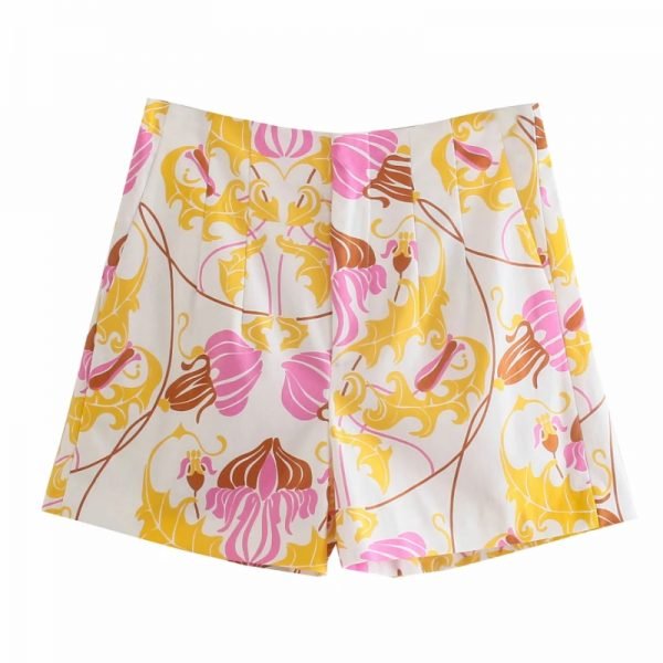 Summer Women Floral Print Casual Loose Shorts Female Clothes P2123