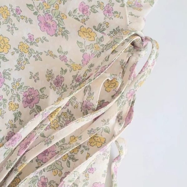 Summer Women Flower Printing Cross V Neck Mini Wrap Dress Female Short Sleeve Clothes Casual Lady Loose Vestido D7630
